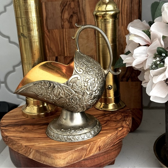 Vintage E.P. ZINC silver plated Allou Sugar Scuttle with Gold Wash. - Picture 2 of 7